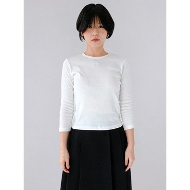 미도리버터 Ribbon Embroidery T_Ivory