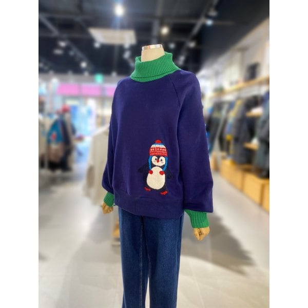 [여주점] 목폴라 배색 펭귄 티셔츠 (BATS92461)