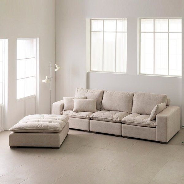 포근한 감성 생활방수 조야패브릭 쇼파 (4인+스툴) TP905