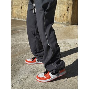 WIDE SWEAT SIDE ZIPPER PANTS (CHARCOAL)