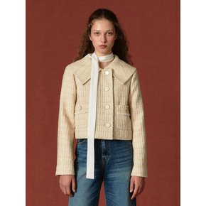 TWH WIDE COLLAR TWEED JACKET YELLOW