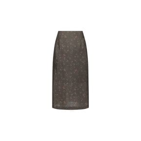 아모멘토 26FW Silk Floral Skirt, Brown