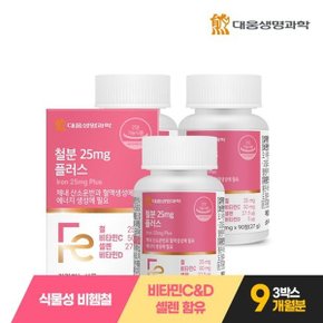 철분 25mg 플러스 90정 3박스 9개월분 / 임산부 고함량 비헴철 비타...