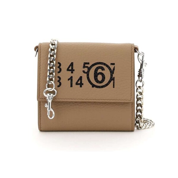 확대된 대표 MM6 Maison Margiela 마르지엘라 스퀘어 체인 지갑 크로스백 Beige S54UI0126PR931H8778
