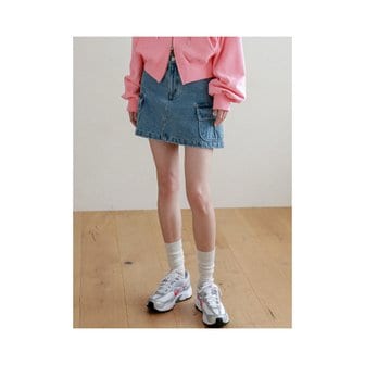 로시로우 Lossy Row washing cargo short skirt_denimblue