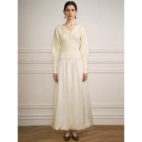 YY Moonlight satin long skirt_IVORY