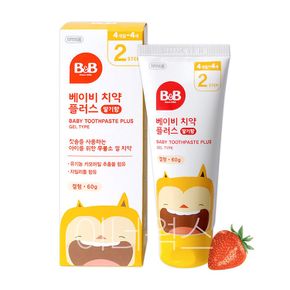 비앤비 베이비 치약 플러스 겔형 60g (딸기향) 유아