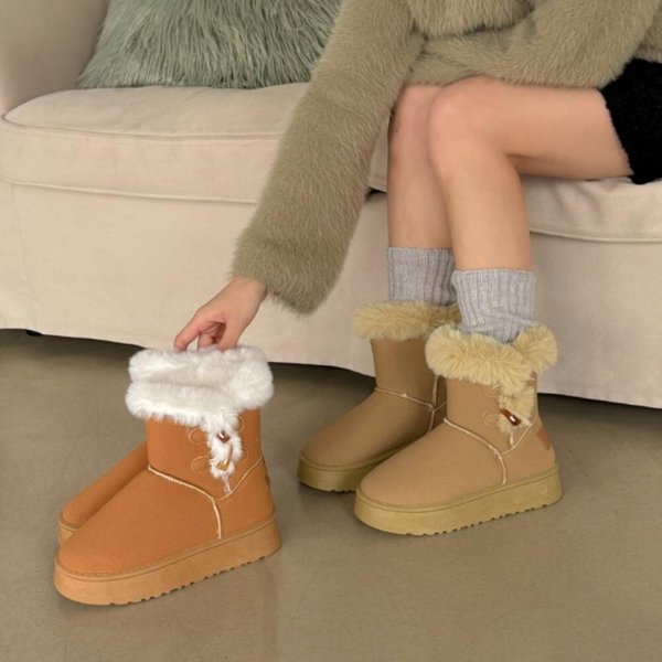 [옷자락] 여성 퍼 안감 캐주얼 앵클부츠