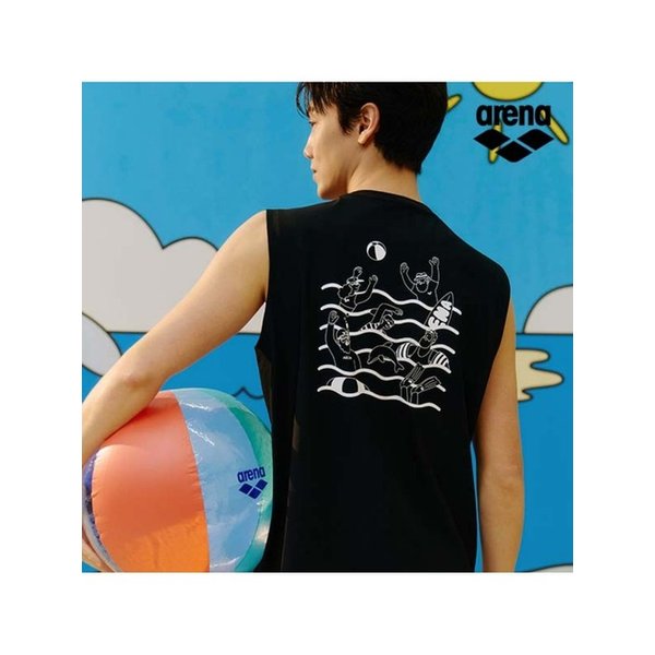 ARENA x 전황일 유니 슬리브리스 래쉬가드 A6BC1RR94BLK
