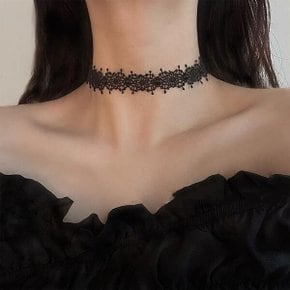 블랙 벨벳 레이스 하트진주 목걸이 초크 5종 LM-0994
