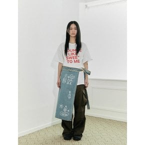 [한정수량  vaca. x peace pool project] FRINGE WASHING DENIM LAYERED SKIRT (HALF APRON)