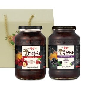 차예마을 대추 복분자 꿀 과일 청 2종 차선물세트..