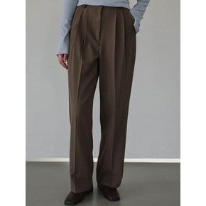 Basic Two Tuck Slacks [Brown]