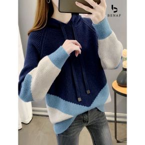 위트 배색 후드니트 BI3LK016_P372228075