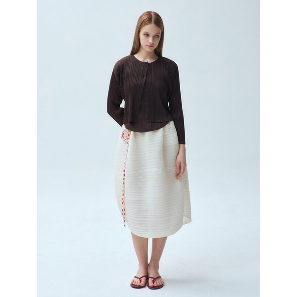 라운드넥 버튼 플리츠 가디건_3colors