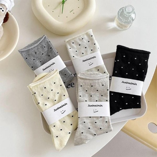 [옷자락] 여자 캐주얼 미니도트 데일리 러블리 양말 5개 세트