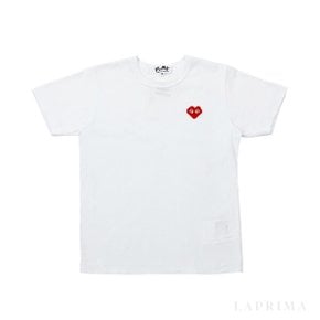 라프리마 꼼데가르송 PLAY x 스페이스 인베이더 레드 하트 와펜 티셔츠 P1T321-WHITE