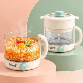 글라스 멀티쿠커 BR-120QSP 라면포트 미니냄비 계란찜기 전기포트 커피포트 전기주전자