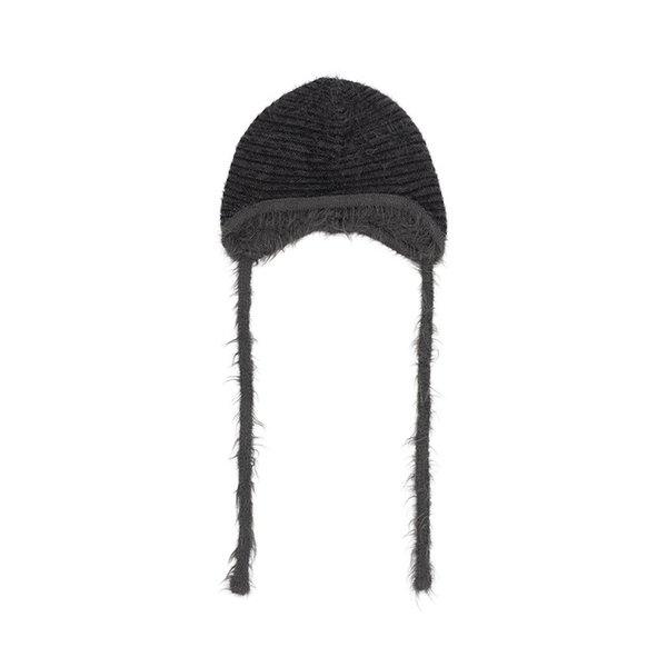 EARFLAP FUR BEANIE (CHARCOAL)