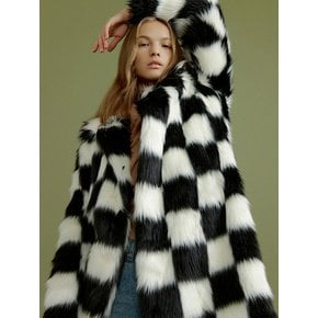 PENNY checkered long coat [black+white]