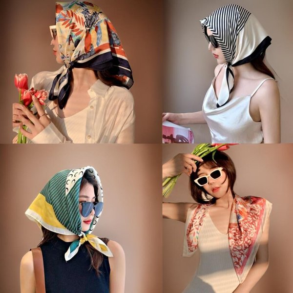 [옷자락] 여자 쉬폰 두건 스카프 패턴 실크 머플러