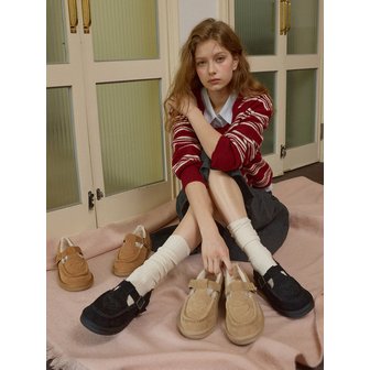 마크모크 Luvper 럽퍼 소가죽 하트 포인트 방한 털 로퍼_3color