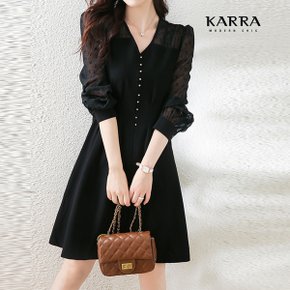 KARRA 시크블랙믹스플레어원피스_A4S0300