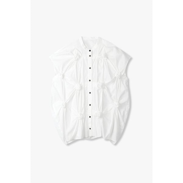 서클 셔링 디테일 코튼 셔츠 (화이트) EN15107040000