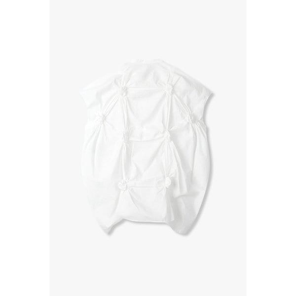 서클 셔링 디테일 코튼 셔츠 (화이트) EN15107040000