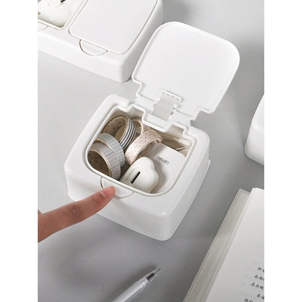 원터치 화장대 미니 정리함 투명 수납 케이스