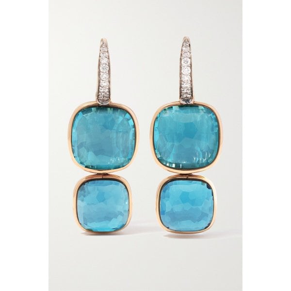 누도 18k 로즈 골드 토파즈 다이아몬드 이어링 1647597296970791