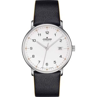  미국 융한스 막스빌 시계 Junghans 워치 Form A Automatic Matt Silver Dial 블랙 레더 스트랩 0