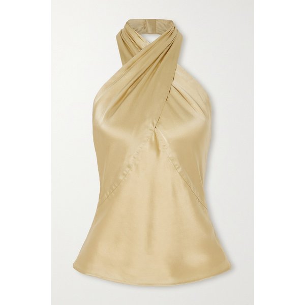 라장스 레티티아 실크 샤르뫼즈 홀터넥 탑 골드 1647597325481721