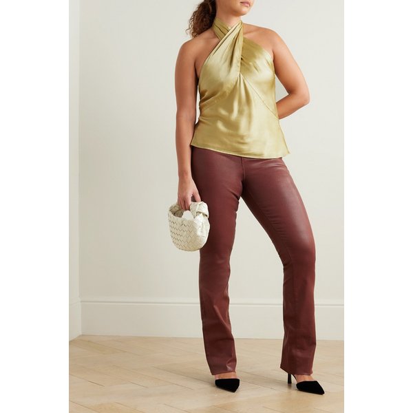 라장스 레티티아 실크 샤르뫼즈 홀터넥 탑 골드 1647597325481721