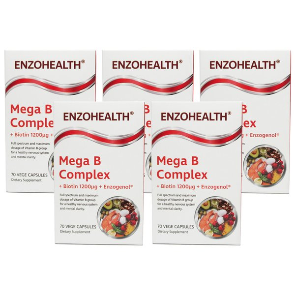 뉴질랜드 Enzo Health 엔조헬스 메가 B 콤플렉스 비오틴 엔조제놀 70정 5팩
