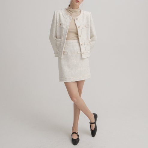 나인(Atelier Nain) 리파인 트위드 셋업 미니 스커트(R-SK-4579)
