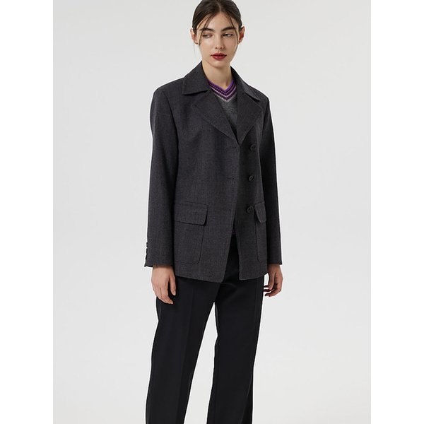 이태리 울 100% 체크 TR 자켓