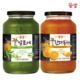  꽃샘 꿀 알로에차 1KG +꿀 한라봉차 1KG (과일청)