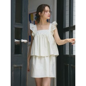 RUFFLE TIERED SLEEVELESS ONEPIECE_CREAM