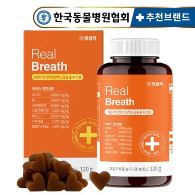 강아지 기관지 협착증 영양제 120g 60정 기침 호흡기 켁켁거림 거위소리 혈행 개선 항산화