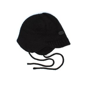 Wool Black Knit Earflap Cap 귀달이모자