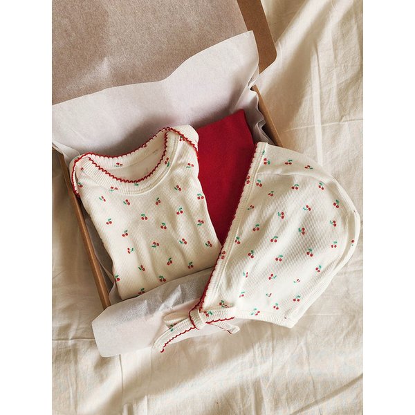 [선물포장] 보넷+앵두 슈트실내복_3color