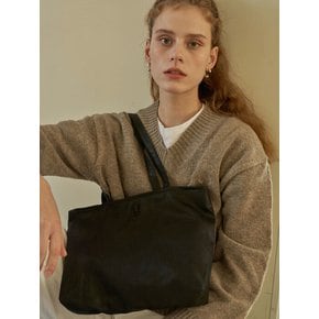 Suede shoulder bag_ Black