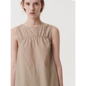 SHIRRING SLEEVELESS BLOUSE (BEIGE)