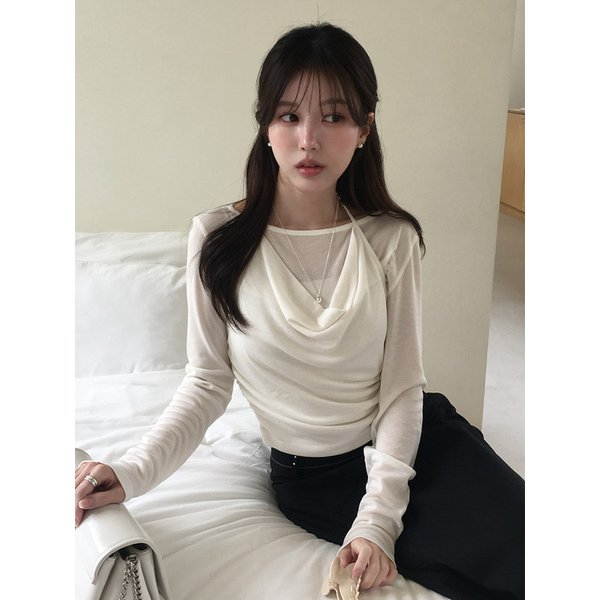 [주미니 PICK] HALTER-NECK 2-WAY LONG SLEEVE TOP OWT