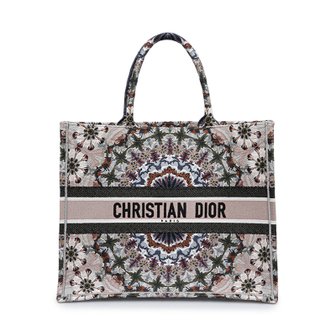 DIOR [중고명품] 크리스찬 디올 화이트 플라워 북 토트 라지 토트백