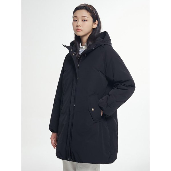 클래식 야상 다운 롱기장 점퍼  블랙 (BF5Y38C025)