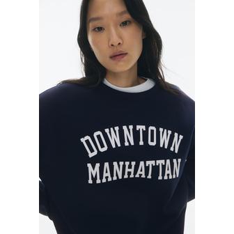 H&M 레터링 디테일 스웨트셔츠 네이비 블루/Manhattan 1267555004