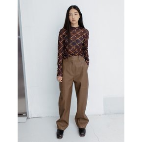 Flower Mesh T-Shirt_Brown