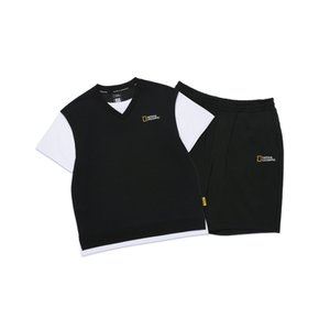 K252UPB920 컬러블럭 5부 상하 SET CARBONBLACK